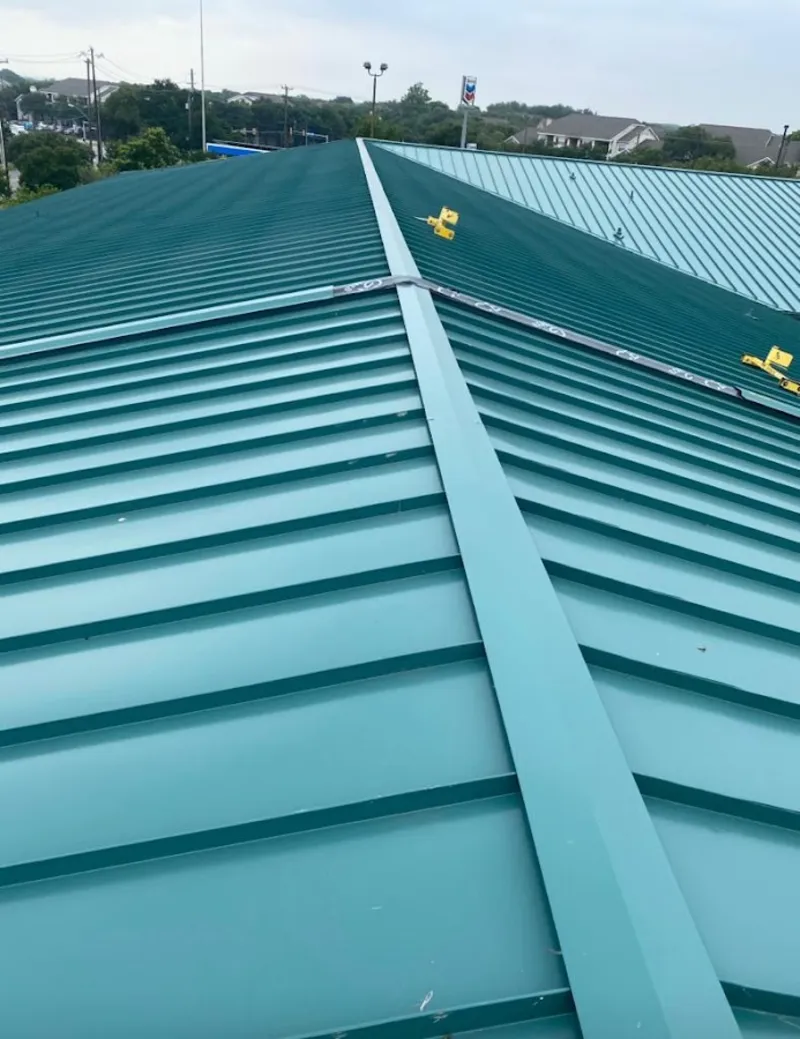 Green commercial metal roof ridge and valley for Metal Roof Repair in Beaverton